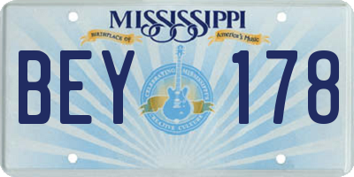 MS license plate BEY178