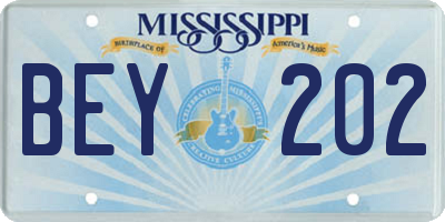 MS license plate BEY202