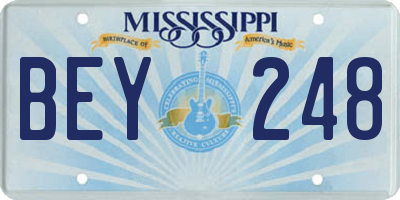 MS license plate BEY248