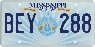MS license plate BEY288