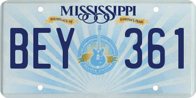 MS license plate BEY361