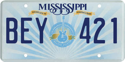 MS license plate BEY421