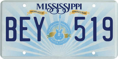 MS license plate BEY519
