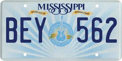 MS license plate BEY562