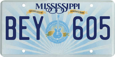 MS license plate BEY605
