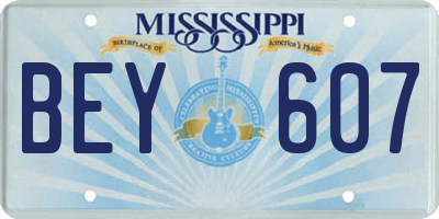 MS license plate BEY607