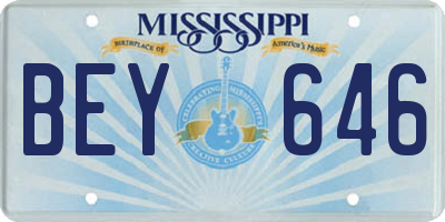 MS license plate BEY646