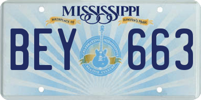 MS license plate BEY663