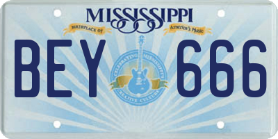 MS license plate BEY666