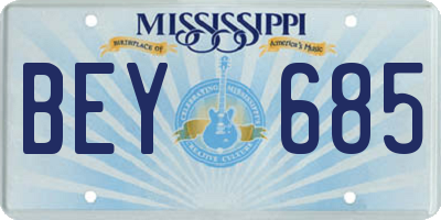 MS license plate BEY685