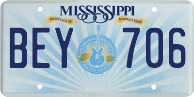 MS license plate BEY706