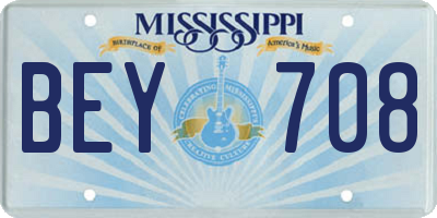 MS license plate BEY708