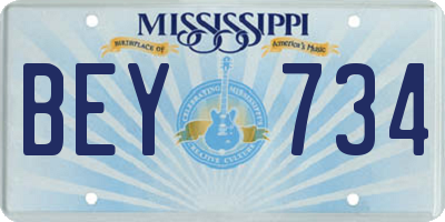 MS license plate BEY734