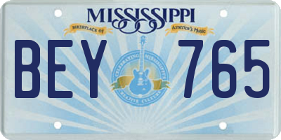 MS license plate BEY765