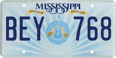 MS license plate BEY768