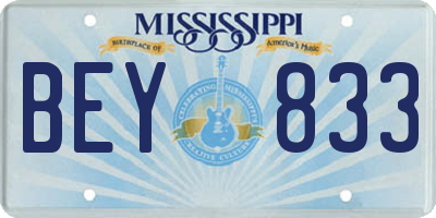 MS license plate BEY833