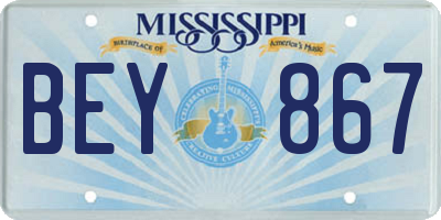 MS license plate BEY867