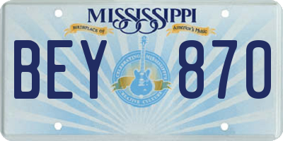 MS license plate BEY870