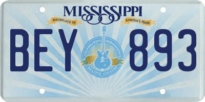 MS license plate BEY893