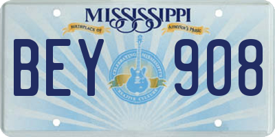 MS license plate BEY908