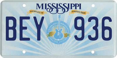 MS license plate BEY936