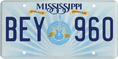 MS license plate BEY960