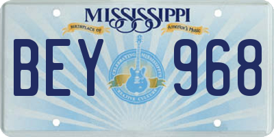 MS license plate BEY968