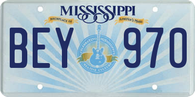 MS license plate BEY970