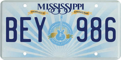 MS license plate BEY986