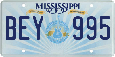 MS license plate BEY995
