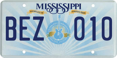 MS license plate BEZ010