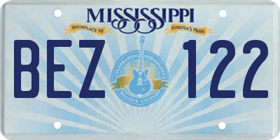 MS license plate BEZ122