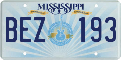 MS license plate BEZ193