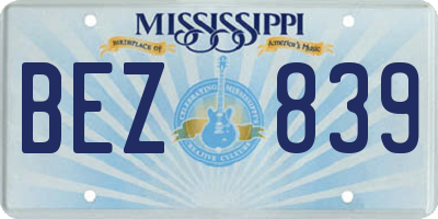 MS license plate BEZ839