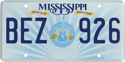 MS license plate BEZ926