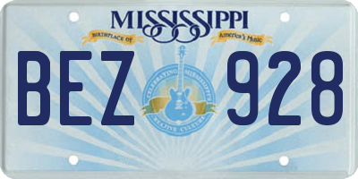 MS license plate BEZ928