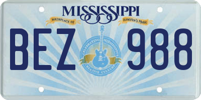 MS license plate BEZ988