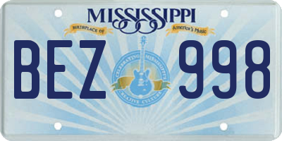 MS license plate BEZ998