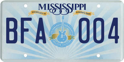 MS license plate BFA004
