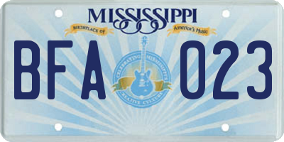 MS license plate BFA023