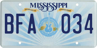 MS license plate BFA034
