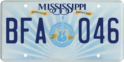 MS license plate BFA046