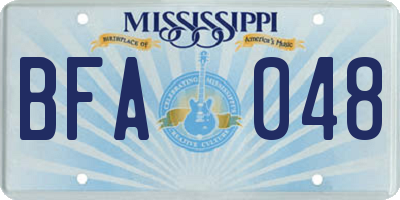 MS license plate BFA048