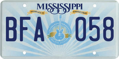 MS license plate BFA058