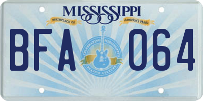 MS license plate BFA064