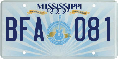 MS license plate BFA081