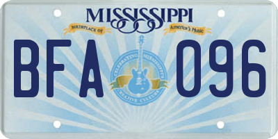 MS license plate BFA096
