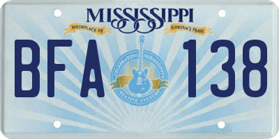 MS license plate BFA138