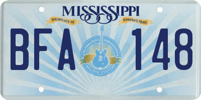 MS license plate BFA148