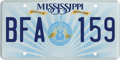 MS license plate BFA159
